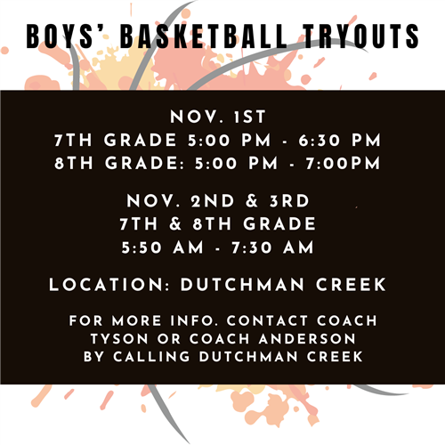 Boys' basketball Tryout Flyer