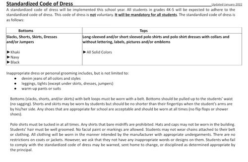 Dress code